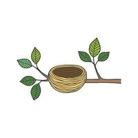 Illustration of Leaf nest on high branch vector