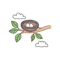 Illustration of Leaf nest on high branch vector