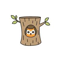 Illustration of Owl's tree hollow nest vector