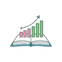 Illustration of opened book with bar chart graph vector