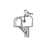 mail box illustration with bird above it vector