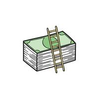 Illustration of stack of money with ladder beside vector