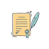 Illustration of a certificates or a contracts and signatures approval. vector