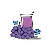 simple illustration a glass grape juice with an grape fruit vector