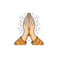 simple illustration of a hand in praying pose vector