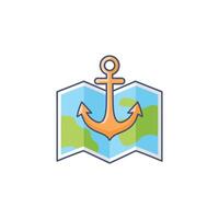 Illustration of a map navigation with anchor vector