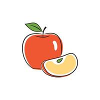 simple illustration a slice apple and a whole apple vector