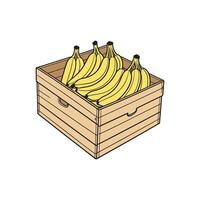 simple illustration bananas in wooden crates vector