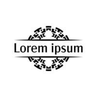 Bold geometric emblem badge template with sharp decorative lines vector