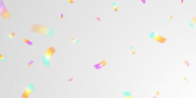 Multicolored light effect and zigzag ribbons falling from above on streamer, tinsel vector