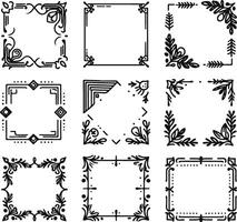 Set of black and white square frames vector