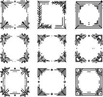 Set of black and white square frames vector