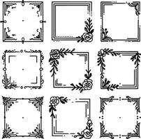 Set of black and white square frames vector