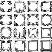 Set of black and white square frames vector