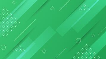 Green background with elements of lines, dots and geometric shapes vector