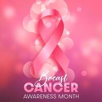 Breast cancer ribbon on a bokeh lights background vector