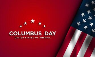 Columbus Day Background Design with American flag on red background. vector
