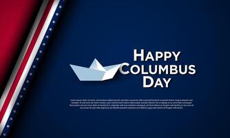 Columbus Day Background Design with illustration of a ship from paper. vector