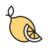 Vibrant lemon icon with half slice used for citrus and refreshing drinks vector