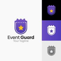 Illustration Graphic Logo of Event Guard. Merging Concepts of a Ticket and Shield Shape. Good for business, startup, company logo vector