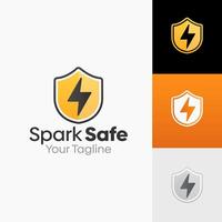 Illustration Graphic Logo of spark Safe. Merging Concepts of a Flash and Shield Shape. Good for business, startup, company logo vector