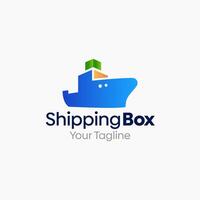 Illustration Graphic Logo of Shiping Box. Merging Concepts of a Ship and Box Shape. Good for Cargo industry, transportation and etc vector