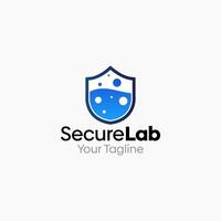 Illustration Graphic Logo of Secure Labs. Merging Concepts of a Shield and Liquid Labs Shape. Good for business, startup, company logo vector