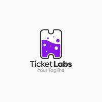 Illustration Graphic Logo of Ticket Labs. Merging Concepts of a Ticket and Liquid Labs Shape. Good for business, startup, company logo vector