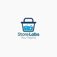 Illustration Graphic Logo of Store Labs. Merging Concepts of a Store Basket and Liquid Labs Shape. Good for business, startup, company logo vector