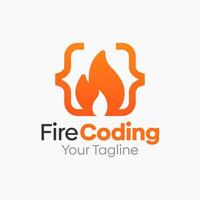 Fire Coding Logo Design Template. Good for Business, Agency, Community and Organization vector