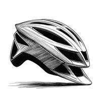 A drawing of a bicycle helmet on a white background vector