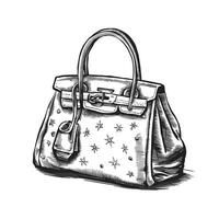 Hand drawn sketch of a handbag with stars vector