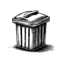 A drawing of a trash can on a white background vector