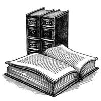 An open book and a stack of books vector