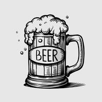 A beer mug with foam and bubbles vector