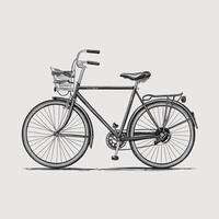 A drawing of a bicycle with a basket on the front vector