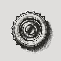 A beer bottle cap in a sketchy style vector