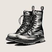 A pair of boots with laces on the top vector