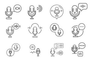 Voice Message Icons- Versatile editable Designs for Audio Chat and Communication Platforms. vector