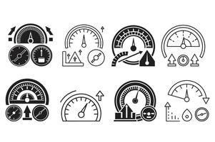 Speedometer Icon Set- Versatile customizable Designs for Automotive, Transportation, and Tech Projects vector