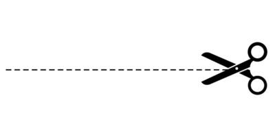 scissors icon and dotted line, scissors symbol here vector