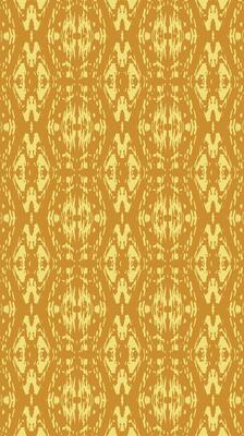 Seamless repeating pattern of intricate, geometric shapes in color deep golden brown and a lighter yellow. shapes are interconnected, make complex tapestry. Reminiscent of traditional textiles.