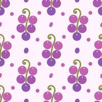 Grape seamless pattern. Isolated on violet background. For baby food packaging, banner, wrapping, card, clothes, greeting card, invitation vector