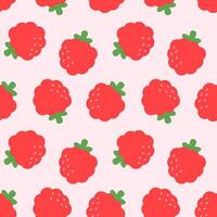 Raspberry seamless pattern simple illustration isolation on pink background. For baby food packaging, banner, wrapping, card, clothes, greeting card, invitation vector