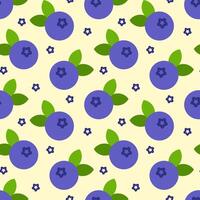 Seamless pattern of blueberries on yellow background. For fabric, wallpaper, wrapping paper, clothes, greeting card, invitation. vector