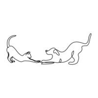 Dog and Cat in One Line vector