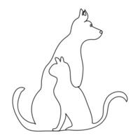cat dog A Seamless Connection in One Line vector