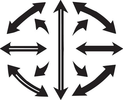 A circular arrow with arrows pointing in different directions vector