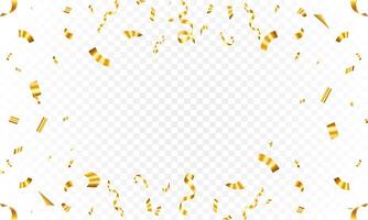 Gold confetti celebration party background design, Falling shiny golden confetti isolated on background. Can be used for celebration, Christmas, New Year, Carnival festivity, vector