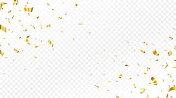 Gold confetti template. Shiny ribbons falling on abstract background. Design template for party celebration and birthday banner background, confetti, vector